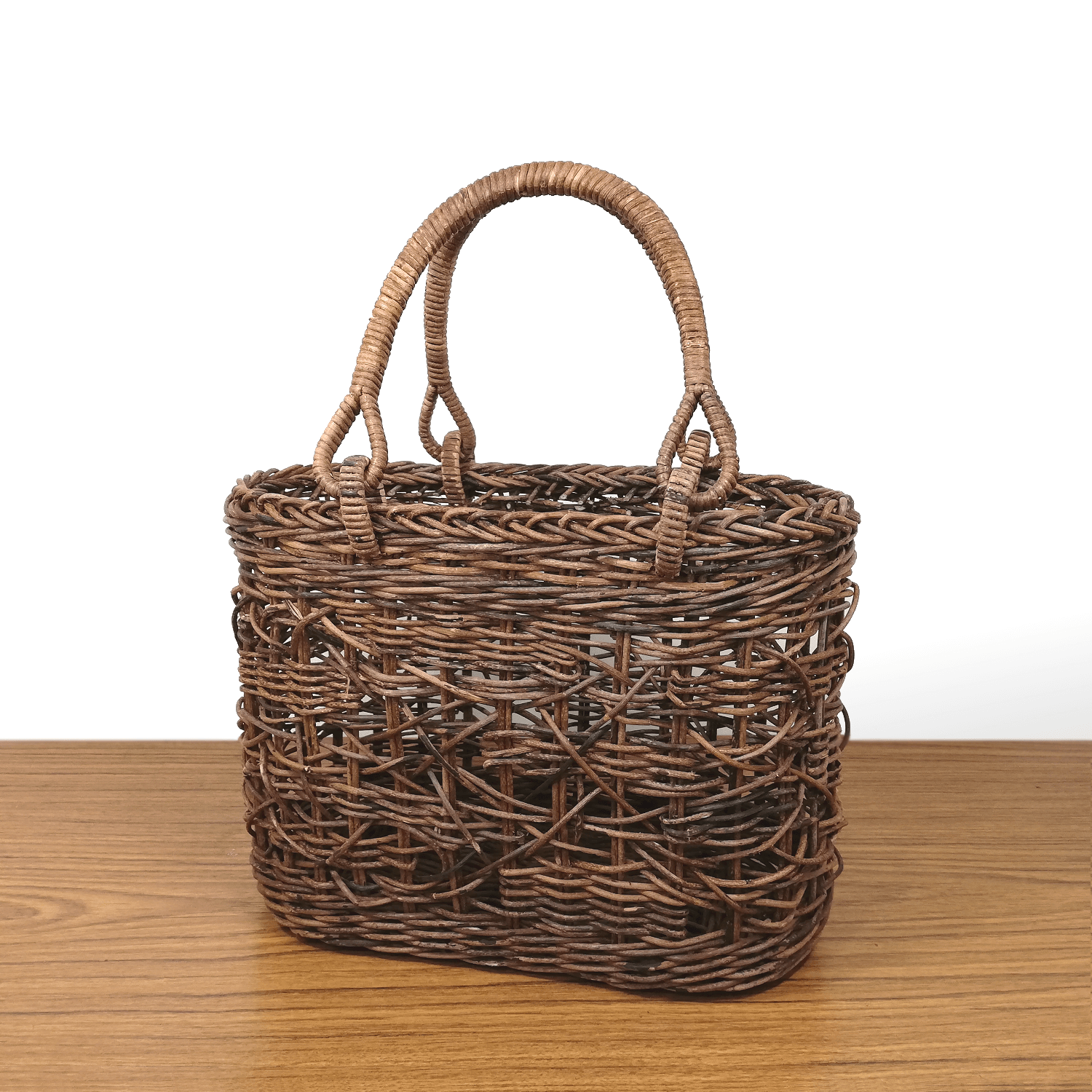 あけび-かごバッグ｜乱れ編み｜小サイズ｜小判底