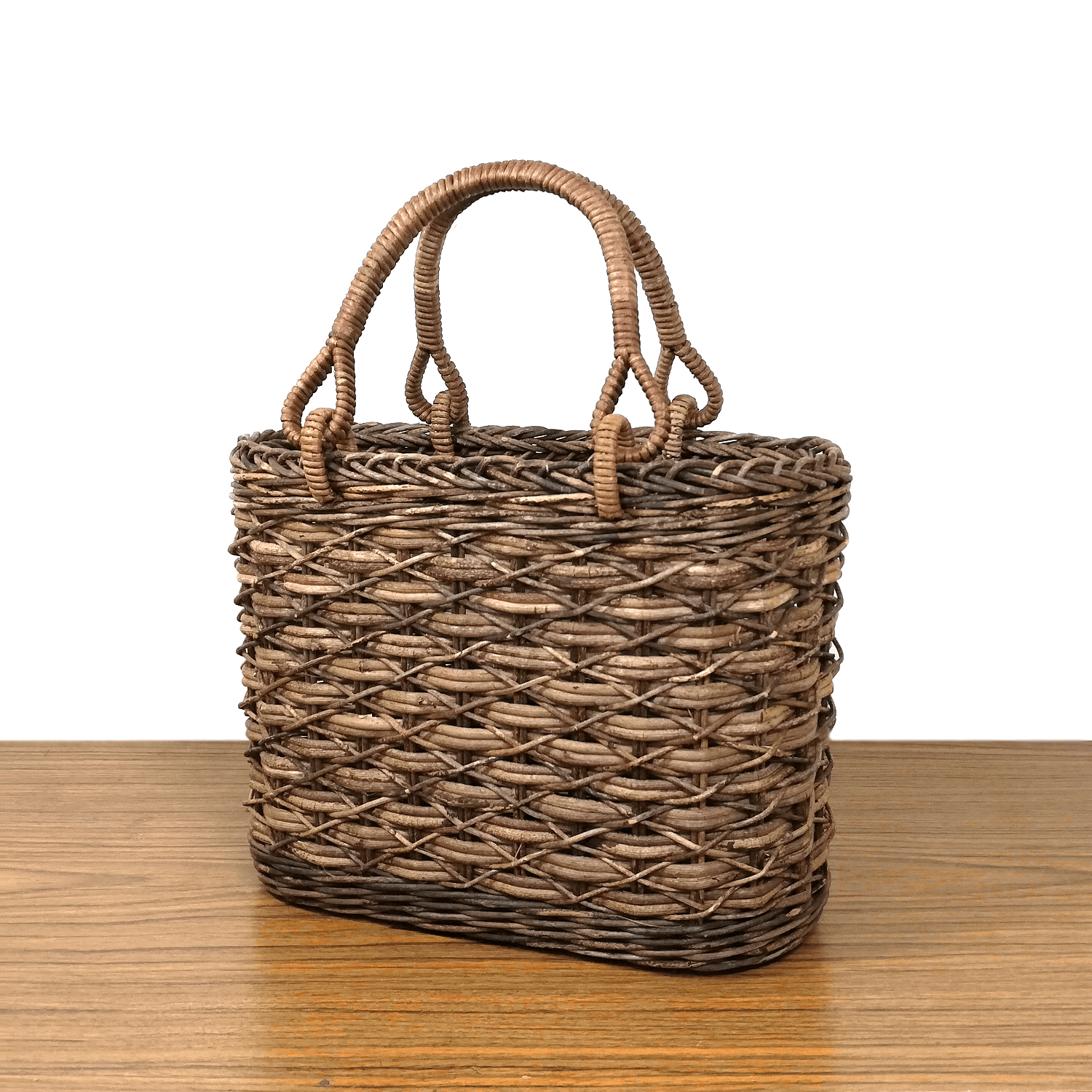 あけび-かごバッグ|たすき編み|小サイズ|小判底|黒あけび B