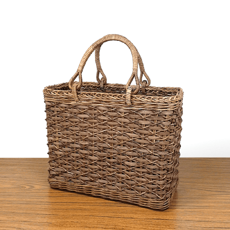 一点-あけび-かごバッグ｜国産・山葡萄｜たすき編み｜中サイズ｜四角底へ