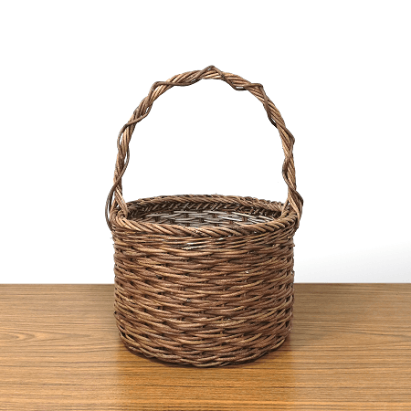 一点-あけび-かごバッグ｜乱れ編み｜中サイズ｜胴張り｜舟底｜薄型｜一本手へ