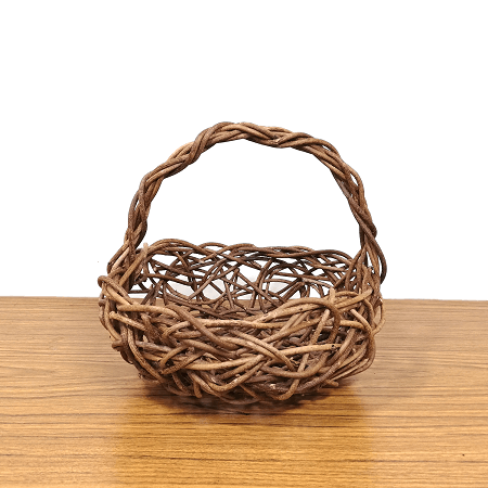 一点-あけびかご｜ミニバスケット｜菓子器｜乱れ編み｜小サイズ｜円型｜一本手へ