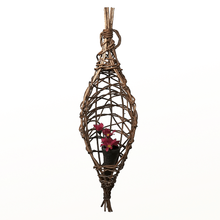 一点-あけびかご｜花かご｜フラワーポット｜一輪挿し｜吊るしかご｜乱れ編み｜納豆型へ