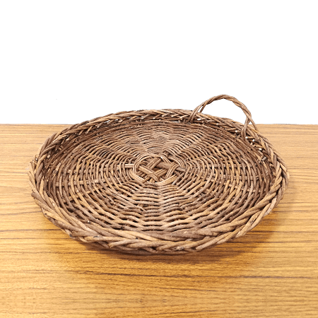 一点-あけび蔓細工｜丸皿・トレイ｜おぼん｜飾り台｜円型｜耳付きへ