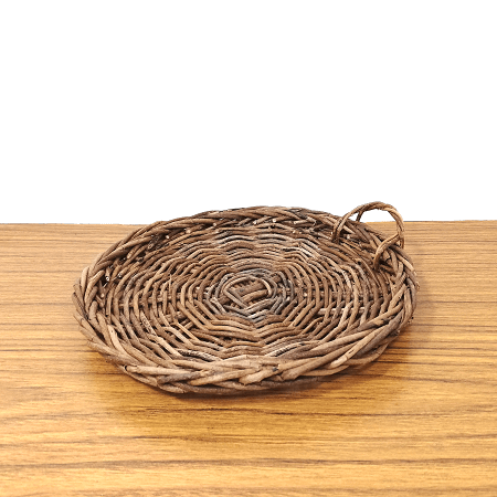 一点-あけび蔓細工｜丸皿・トレイ｜おぼん｜飾り台｜円型｜耳付きへ