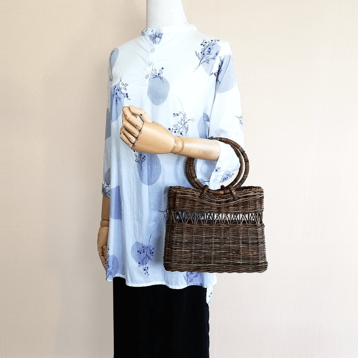 一点物｜あけび-かごバッグ｜矢来編み｜小サイズ｜四角底｜台形