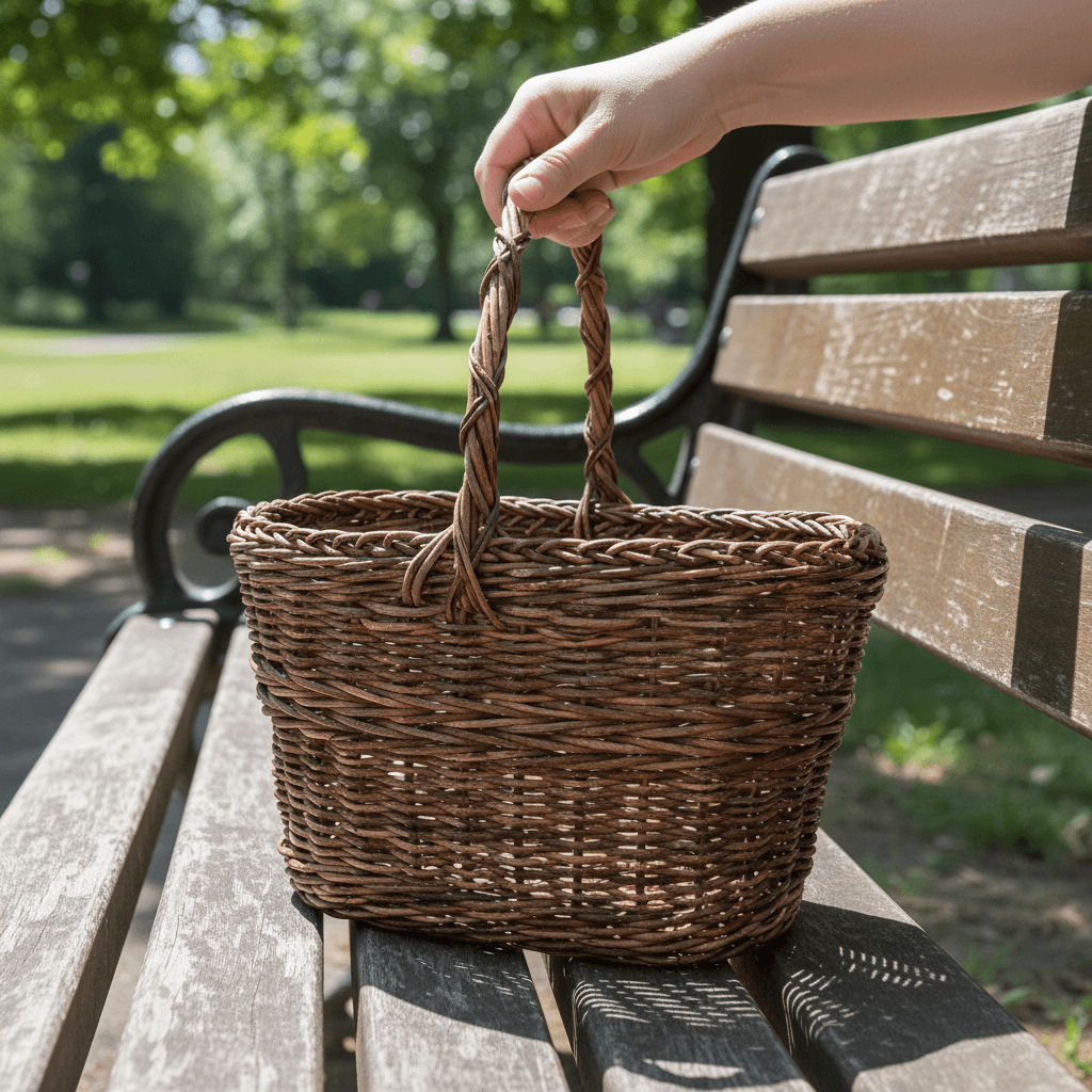 一点物｜あけびかご｜ミニバスケット｜買い物かご｜並編み｜鉢カバー