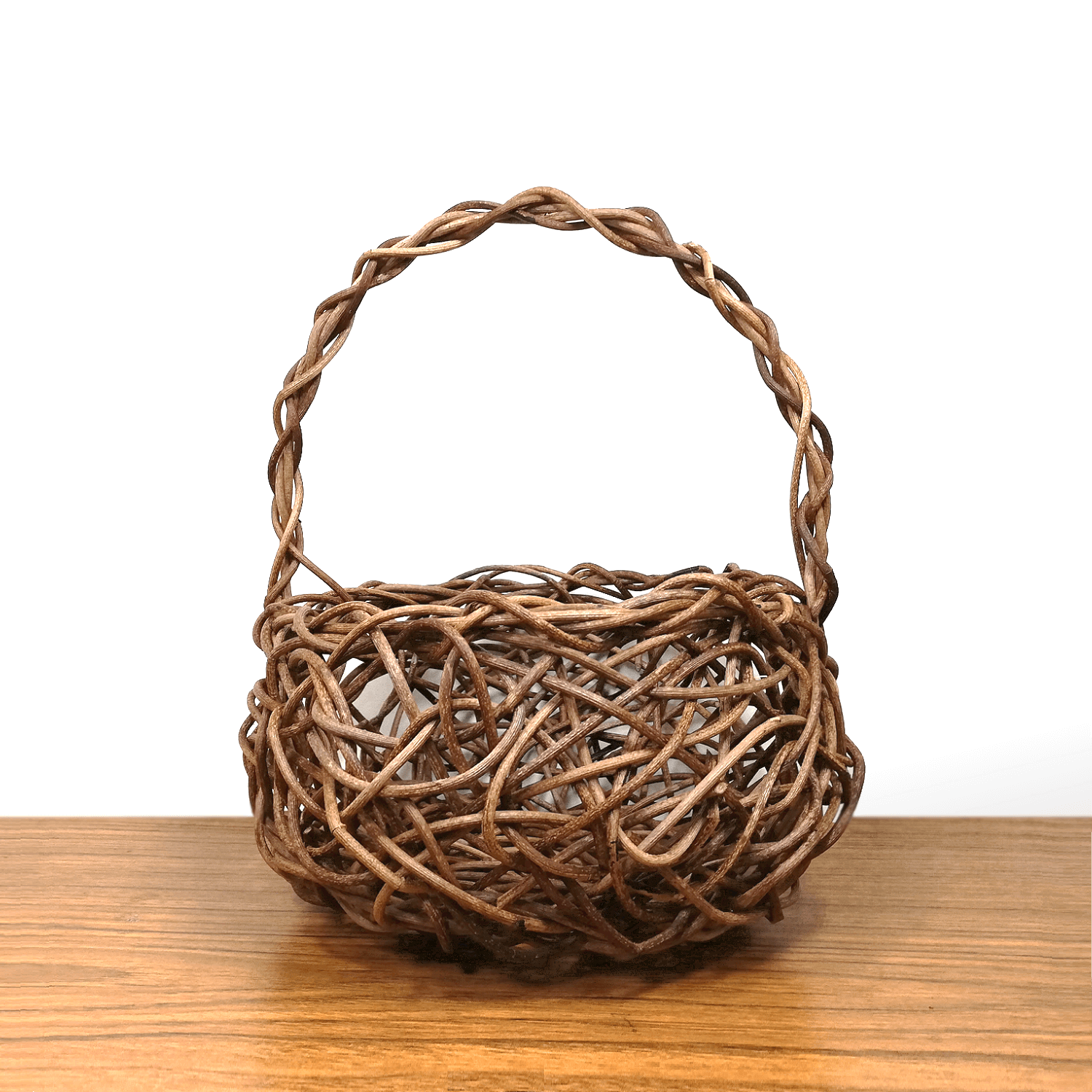 一点物｜あけびかご｜ミニバスケット｜ミニかごバッグ｜乱れ編み｜鉢