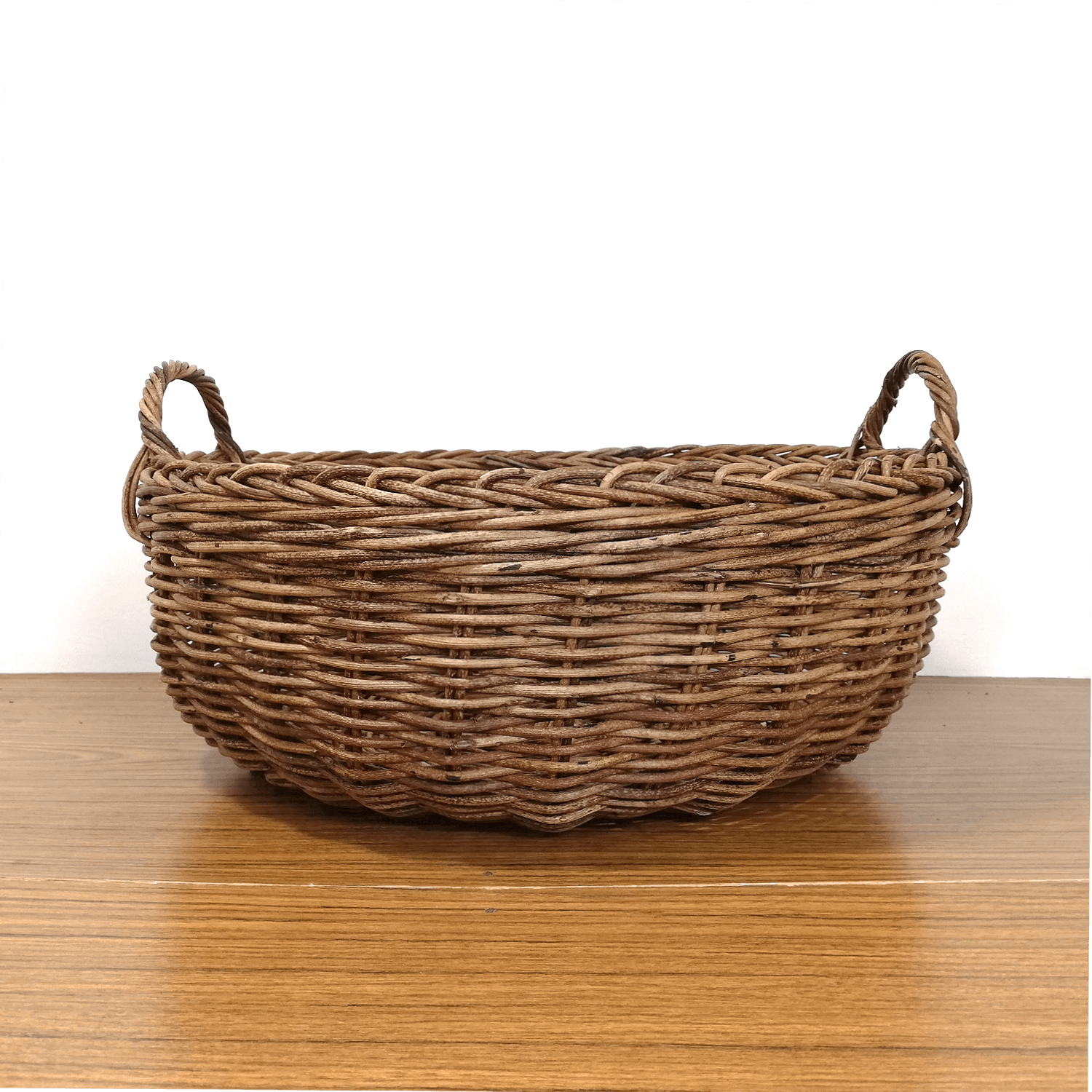 一点物｜あけびかご｜バスケット｜並編み｜大サイズ｜円型｜耳付