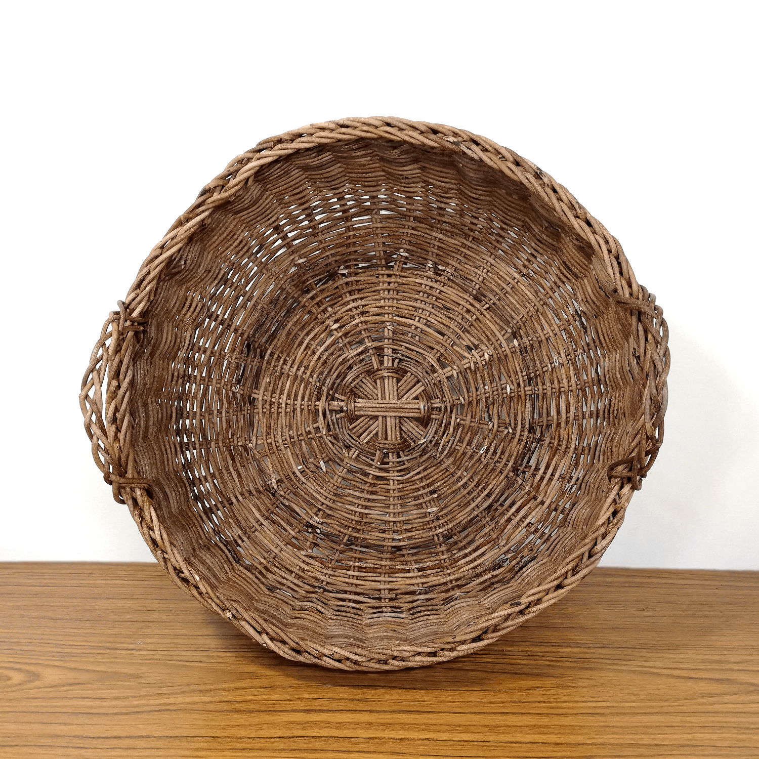 一点物｜あけびかご｜バスケット｜並編み｜大サイズ｜円型｜耳付