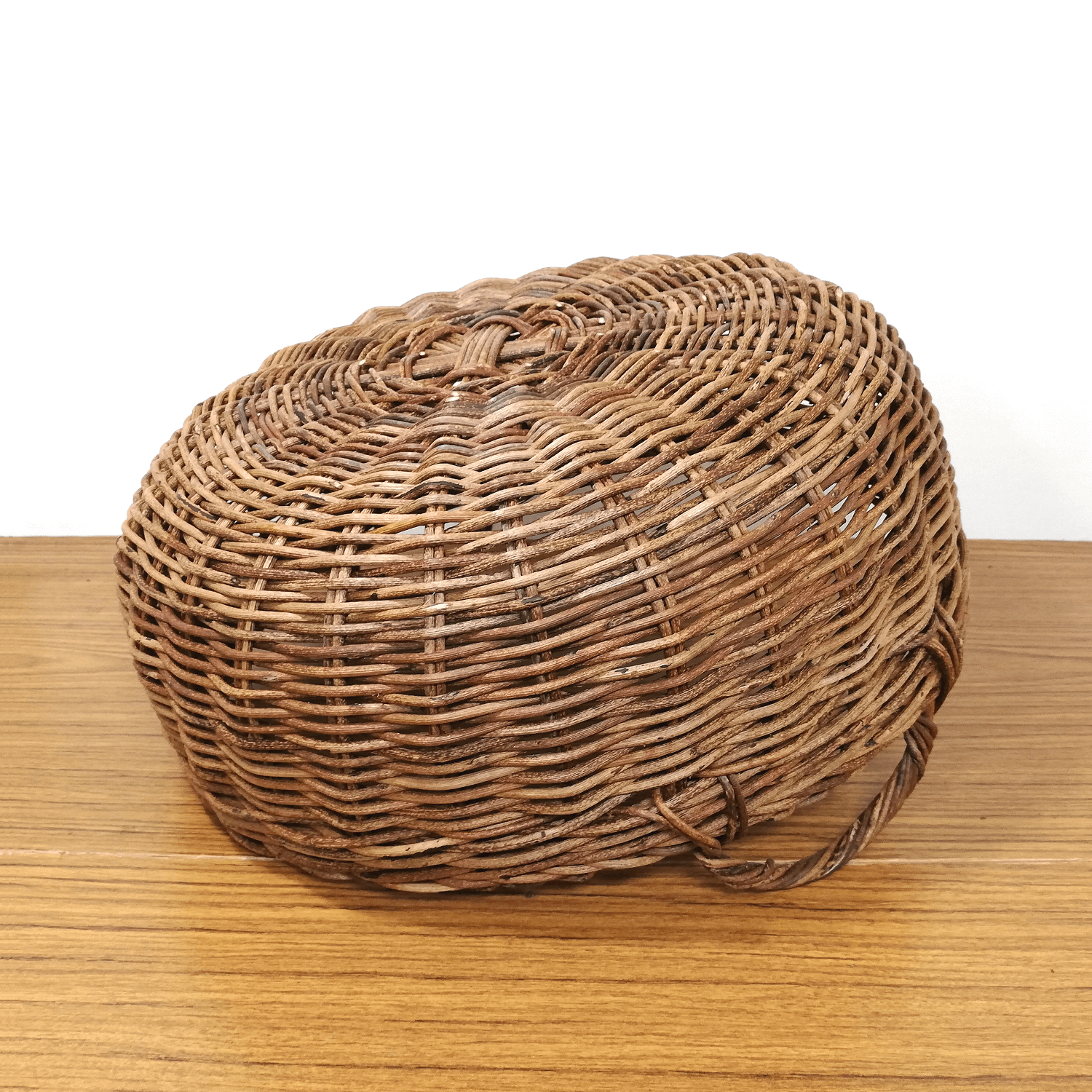 一点物｜あけびかご｜バスケット｜並編み｜大サイズ｜円型｜耳付