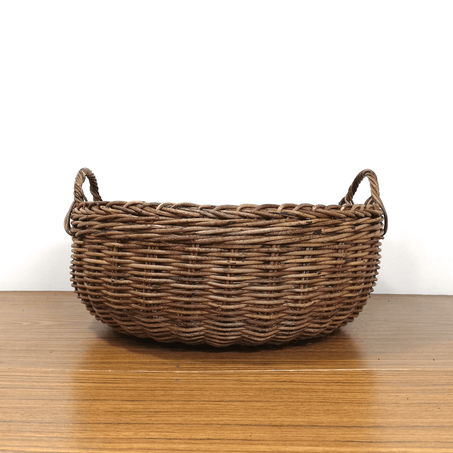 一点物｜あけびかご｜バスケット｜並編み｜大サイズ｜円型｜耳付