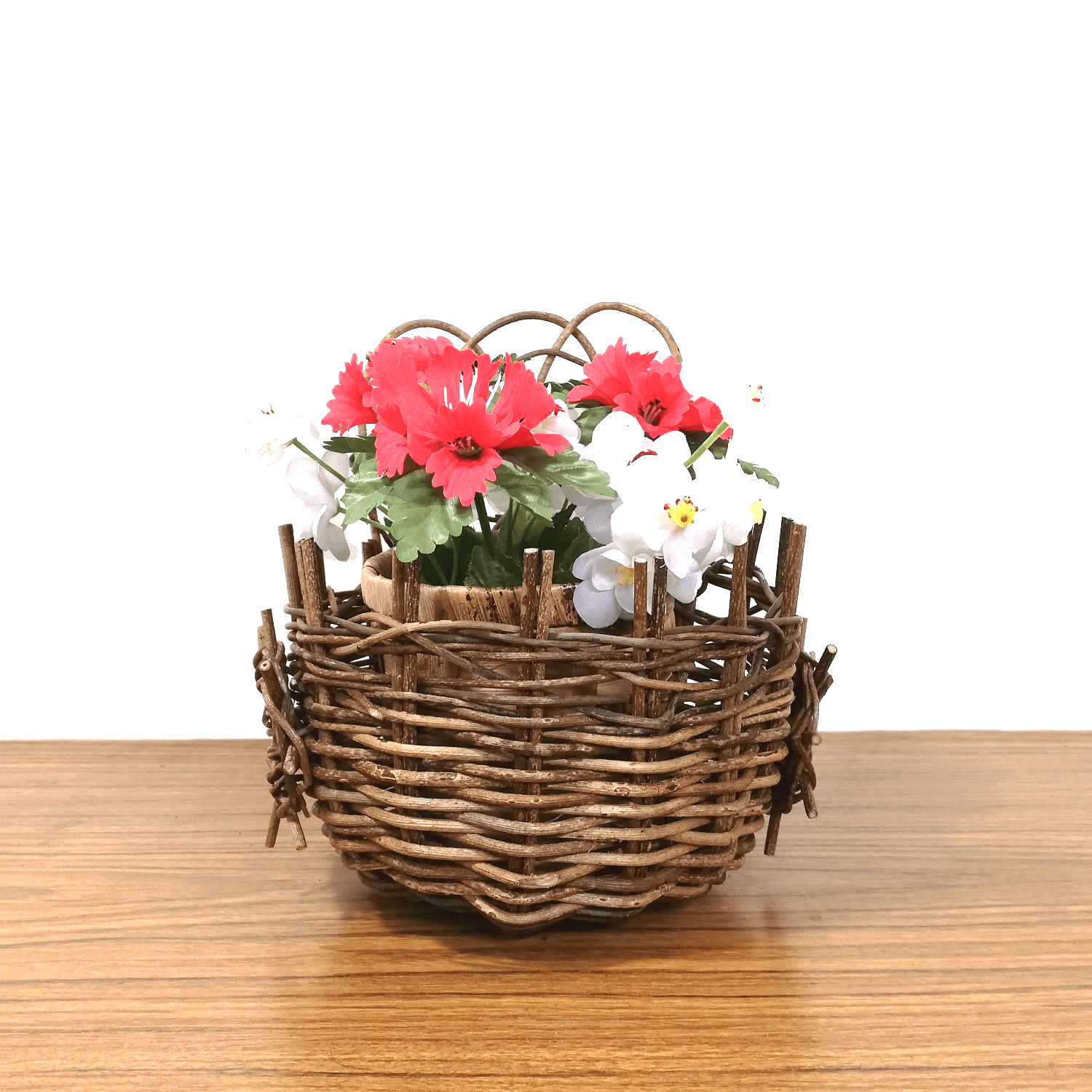 あけびかご｜花かご｜鉢カバー｜鉢受け｜フラワースタンド｜出窓飾り｜並編み｜円型｜あけび蔓細工｜つるかご