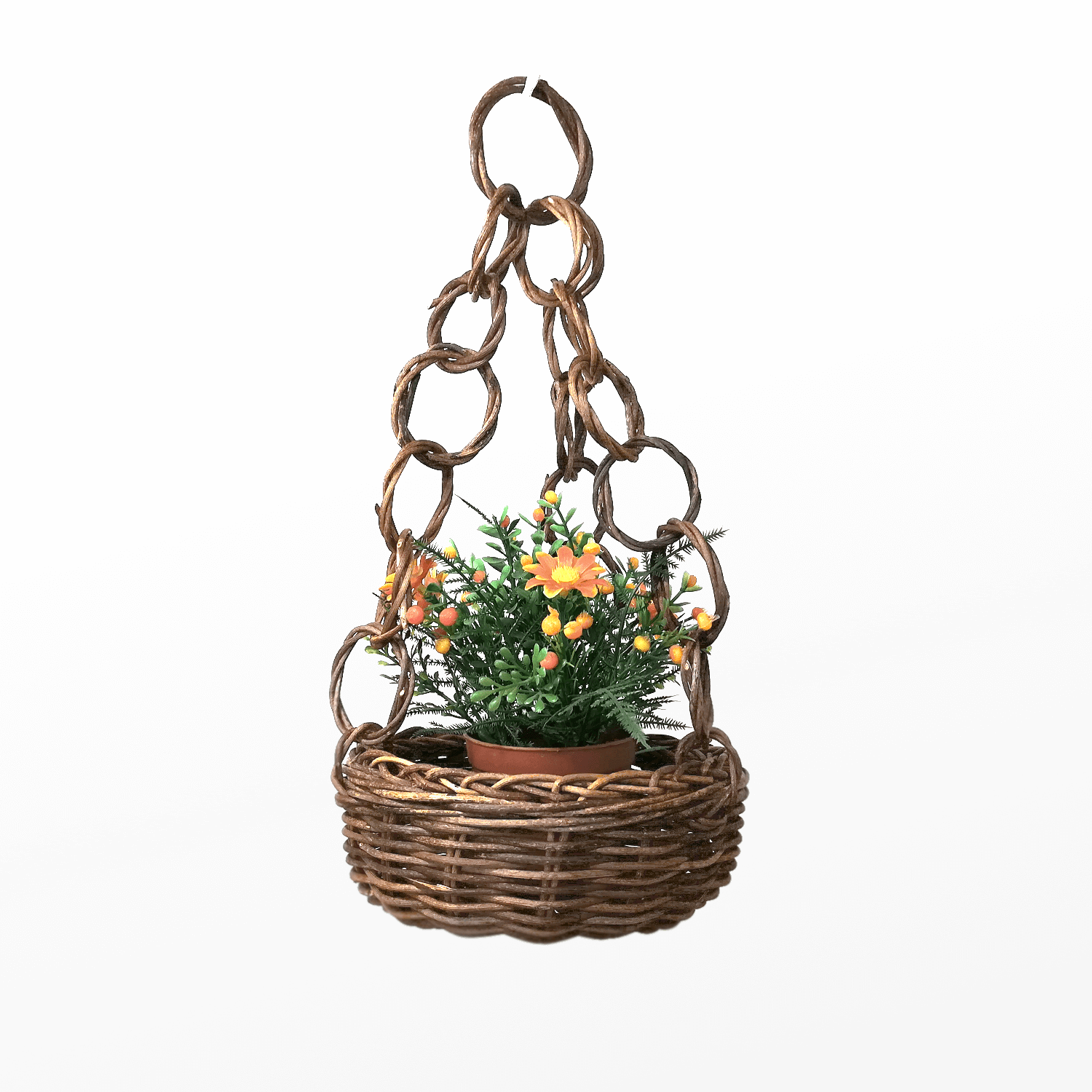 あけびかご｜花かご｜フラワーポット｜吊るしかご｜鉢カバー｜鉢受け｜並編み｜円底｜あけび蔓細工｜つるかご