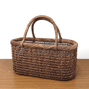 あけび かごバッグ ラウンドハンドル あけび かごバッグ 07 赤棒 松葉編み 小｜国産 夏や冬のコーデに