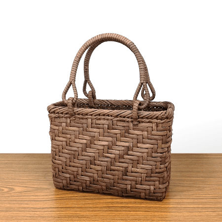 一点-山ぶどう-かごバッグ｜山葡萄｜網代編み｜小サイズ｜四角底へ